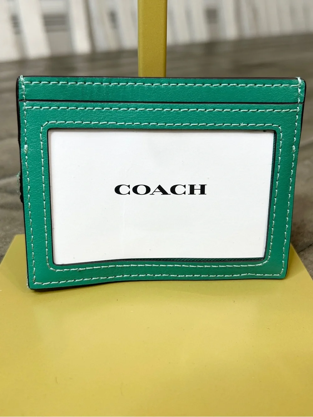 Coach Women's Small Slim Id Card Case in Quilted Denim (Ivy / Green)